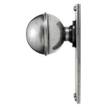 Finesse Beamish Pewter Door Knob on plate- side view - FD038 