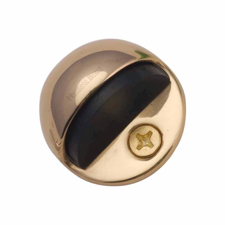 Floor Mounted Shielded Door Stop in Polished Brass Finish - V1080-PB