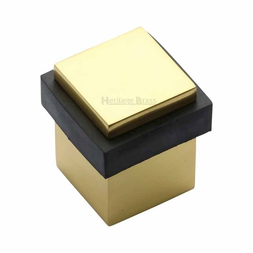Square Floor Mounted Door Stop in Polished Brass Finish - V1089-PB