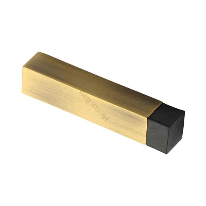 Square Wall Mounted Door Stop in Antique Brass Finish - V1084-AT