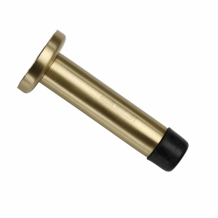 Wall Mounted Door Stop On A Rose (64mm) in Satin Brass Finish - V1192 64-SB