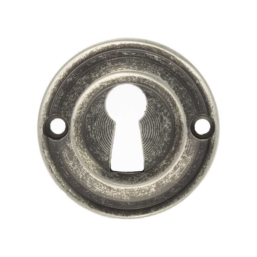 Old English Key Hole Escutcheon in Distressed Silver - OERKEDS