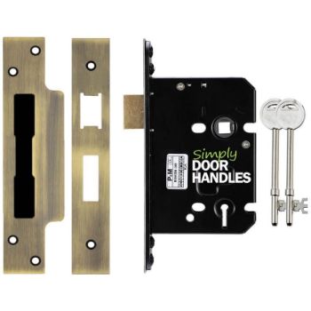 5 Lever Quality Door Lock in Antique Brass Finish - ZUKS564FB	