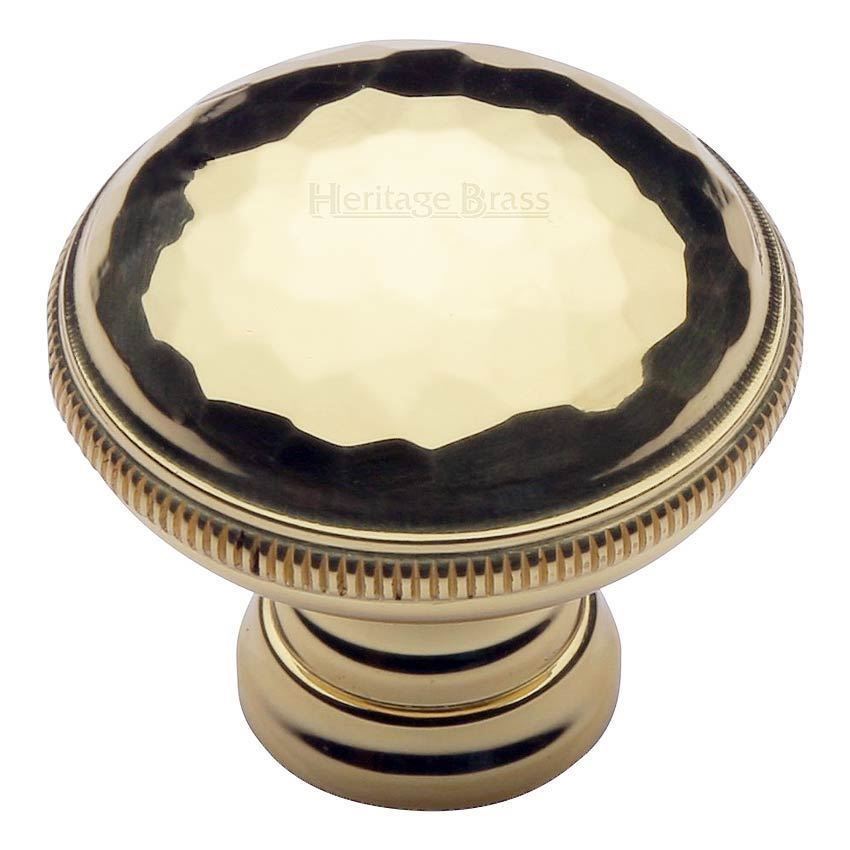 Hand Beaten Design Cabinet Knob in Polished Brass Finish - C4545-PB