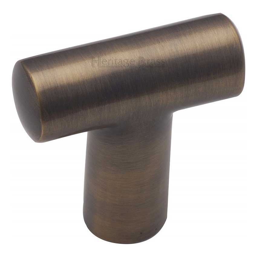 T Shaped Cabinet Knob in Antique Brass Finish - C2234-AT