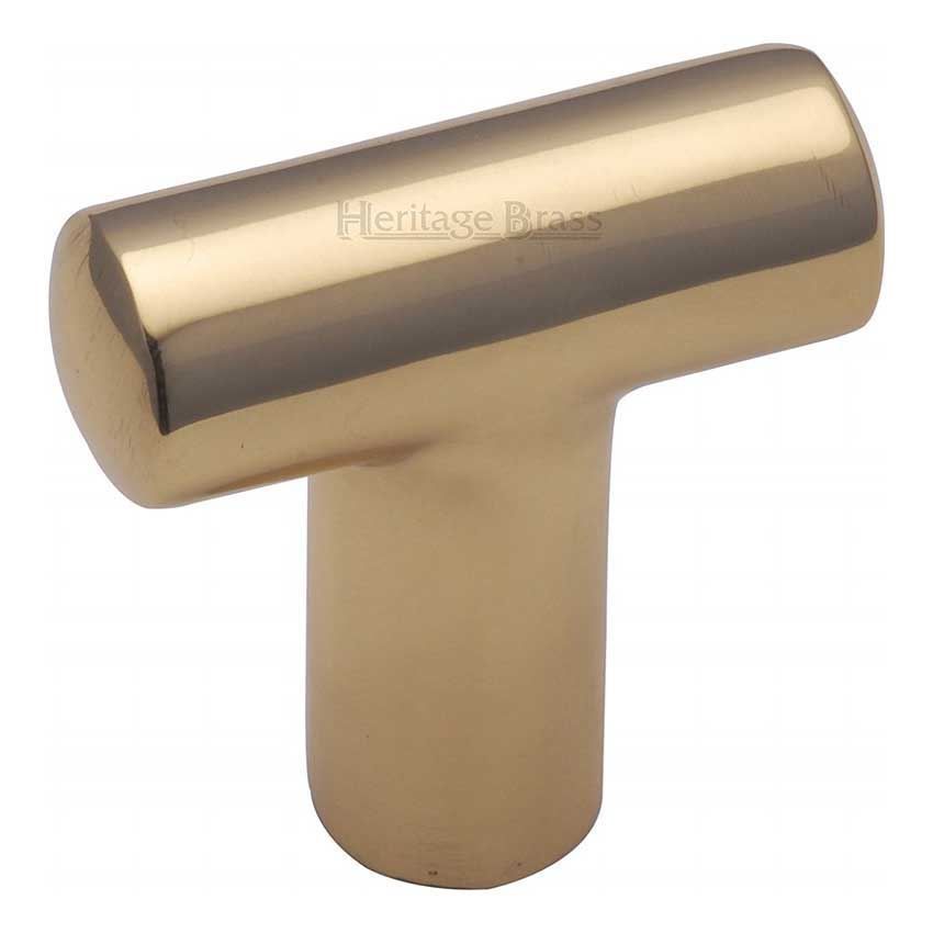 T Shaped Cabinet Knob in Polished Brass - C2234PB