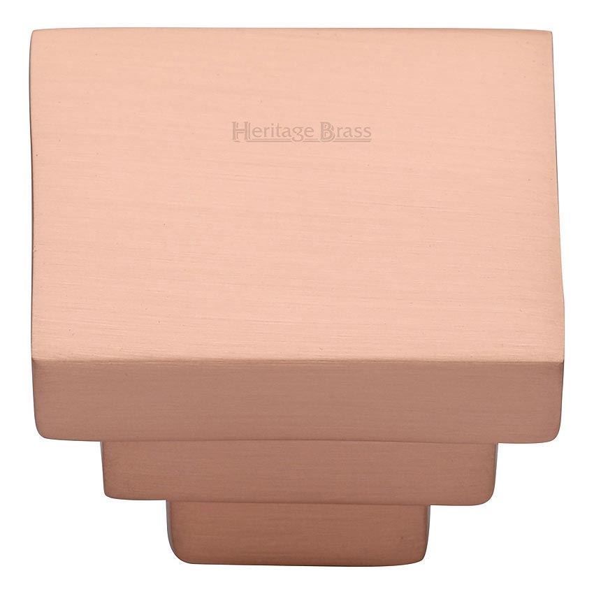 Square Stepped Cabinet Knob in Satin Rose Gold Finish - C3672-SRG