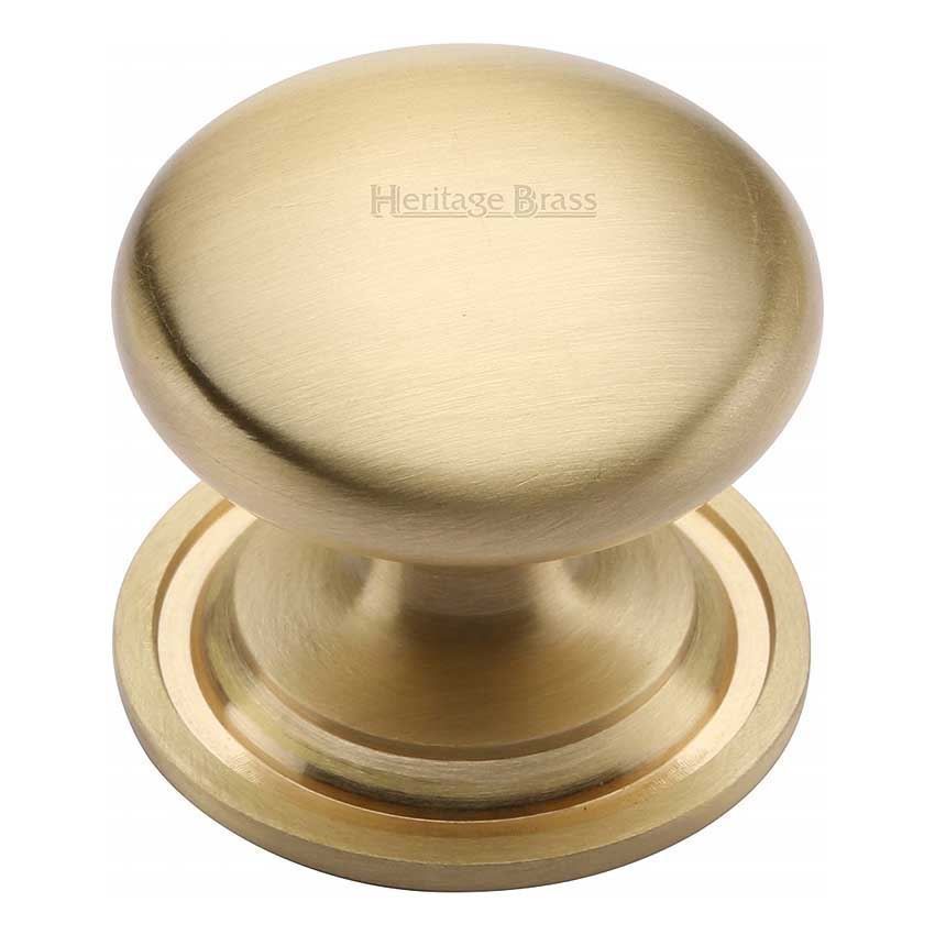 Round Design Cabinet Knob in Satin Brass Finish - C2240-SB