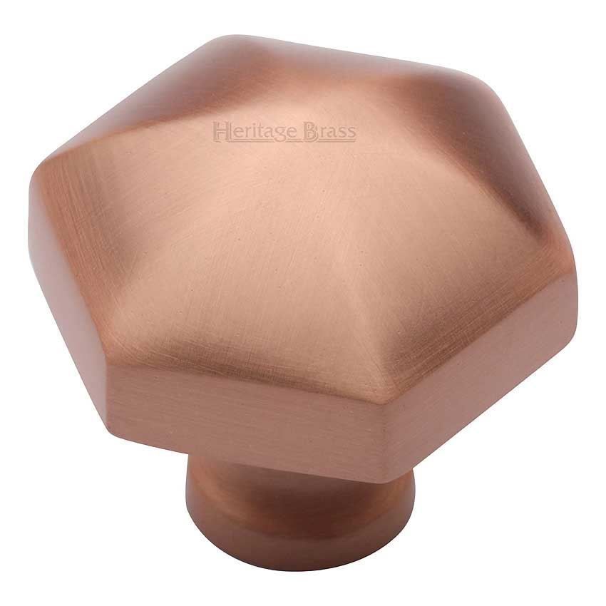 Hexagon Design Cabinet Knob in Satin Rose Gold Finish - C2238-SRG