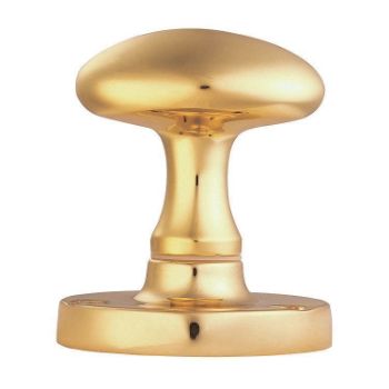 Oval Mortice Knob in Polished Brass- M34PB