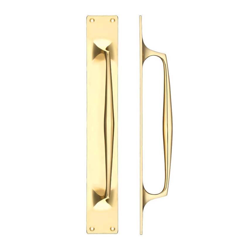 Fulton & Bray Polished Brass PULL HANDLE ON a BACKPLATE- FB112B