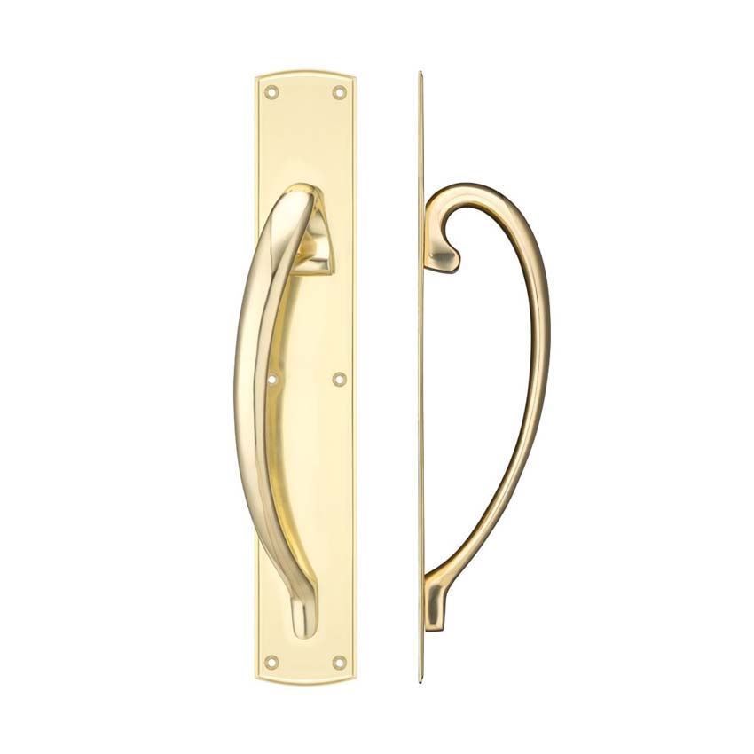 CAST BRASS PULL HANDLE on a BACKPLATE- FB118PB