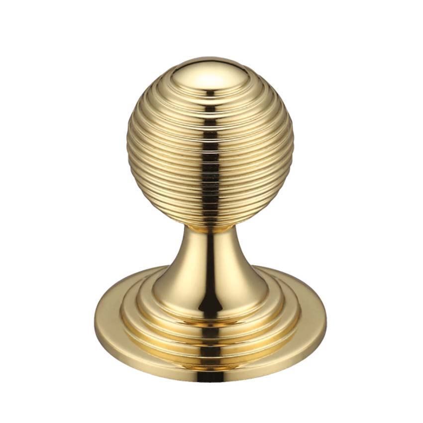 Queen Anne Ringed Knob in Polished Brass- FCH08-PB