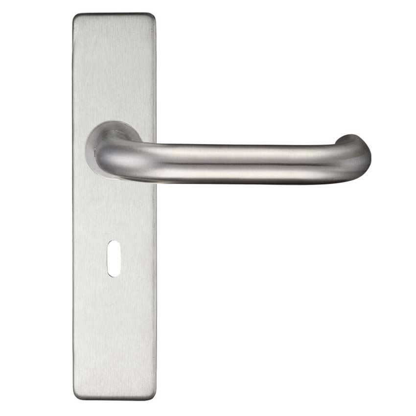 Satin Stainless Steel RTD Lever on a Lock Cover Plate- ZCS31SS