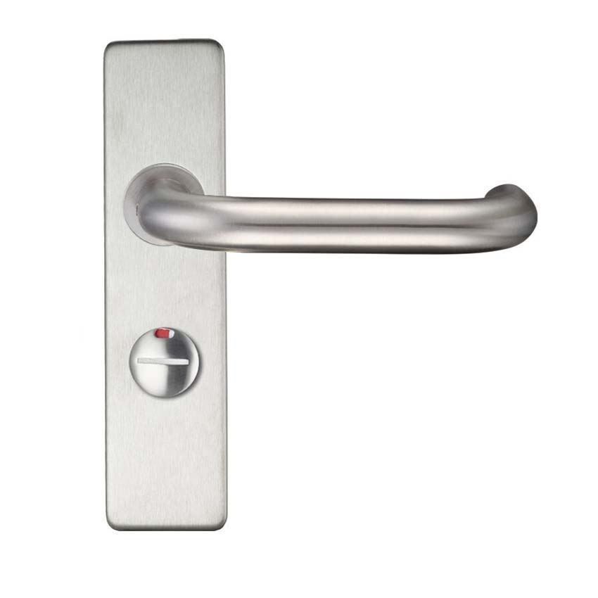 Satin Stainless Steel RTD Lever on a Short Bathroom Cover Plate- ZCS43SS 