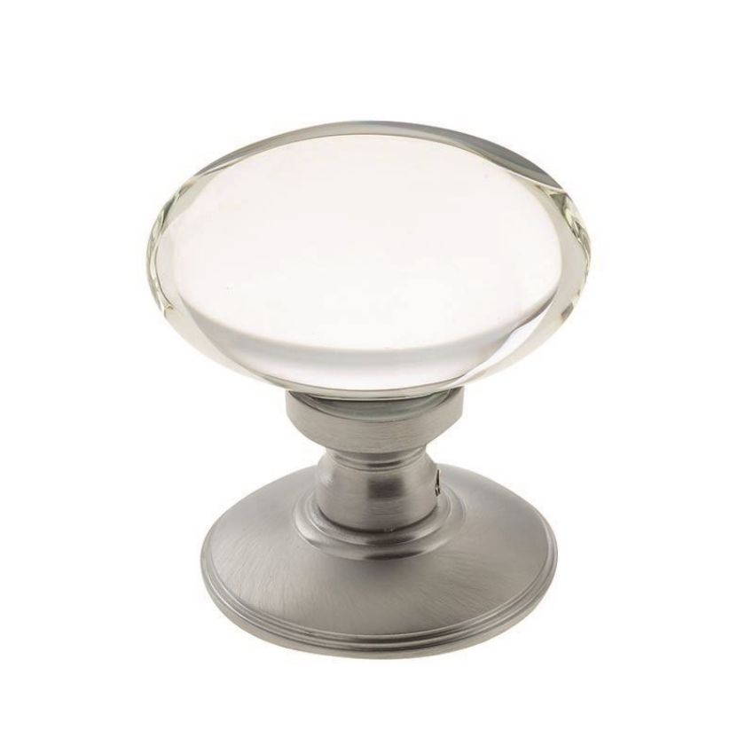 Oval Glass Cupboard Knob- Satin Chrome- JH1161SC