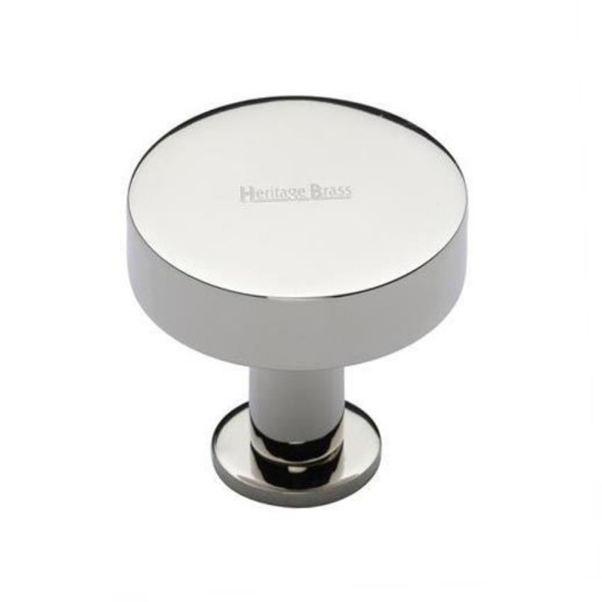 Disc Design Cabinet Knob on a Base in Polished Nickel Finish - C3885-PNF 