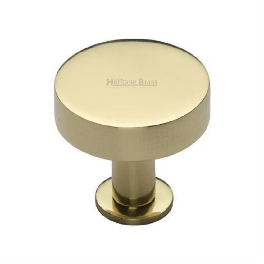 Disc Design Cabinet Knob on a Base in Polished Brass Finish - C3885-PB