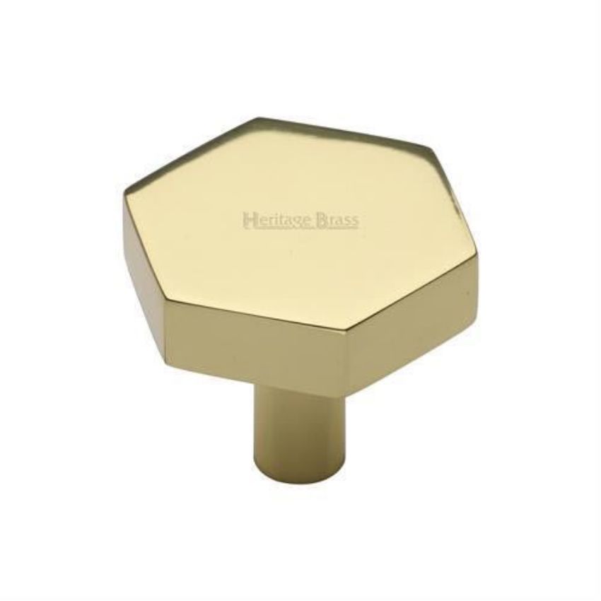 Hexagon Cabinet Knob in Polished Brass Finish - C4344-PB