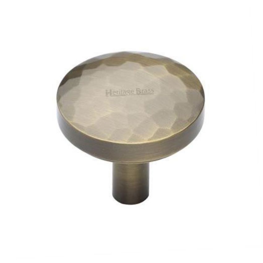Hammered Cabinet Knob in Antique Brass Finish - C3877-AT