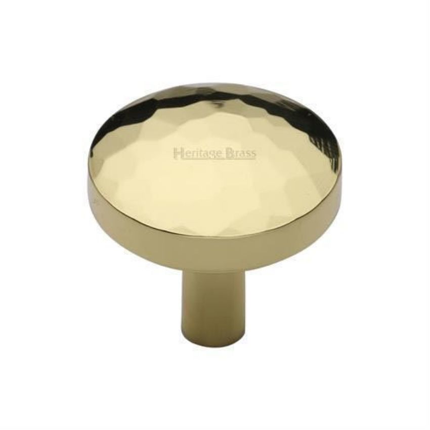Hammered Cabinet Knob in Polished Brass Finish - C3877-PB