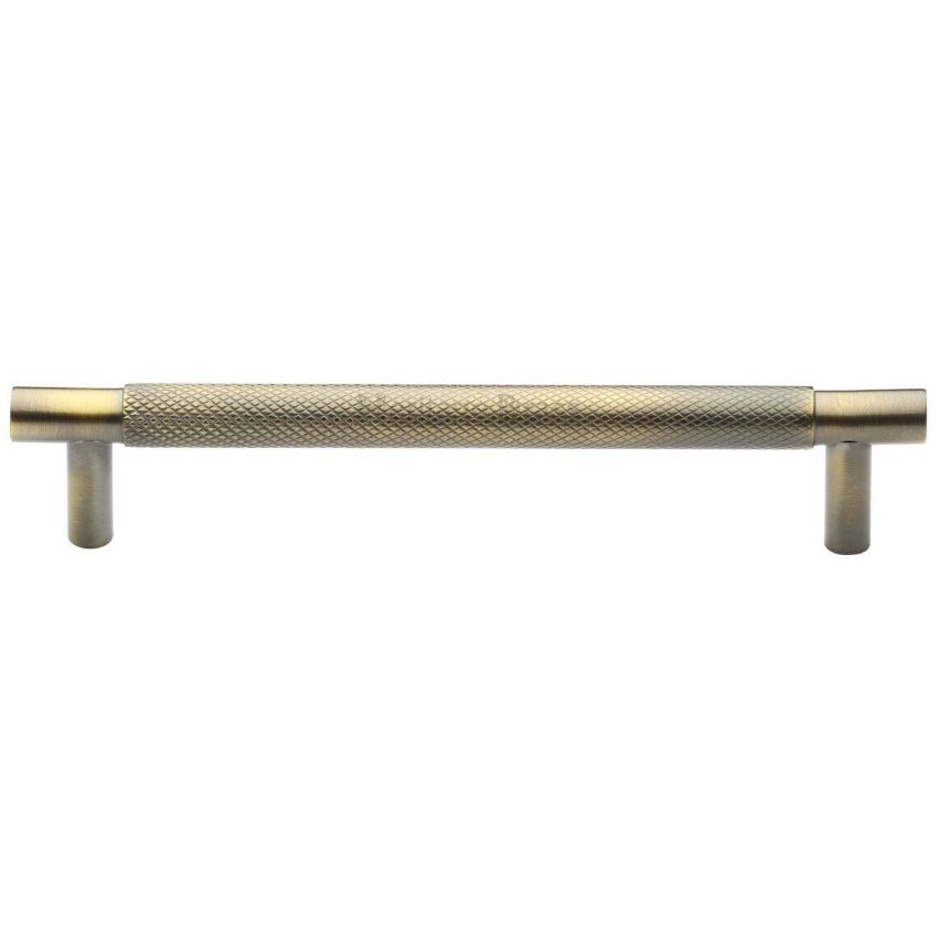 Partial Knurled Cabinet Pull Handle in Antique Brass Finish - V4461-AT 