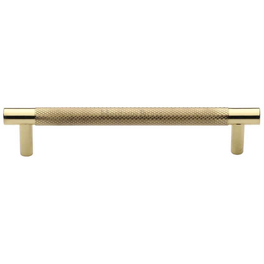 Partial Knurled Cabinet Pull Handle in Polished Brass Finish - V4461-PB