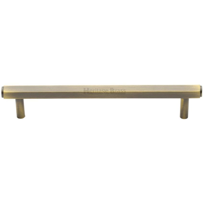 Hexagon Profile Cabinet Pull Handle in Antique Brass Finish - V4422-AT