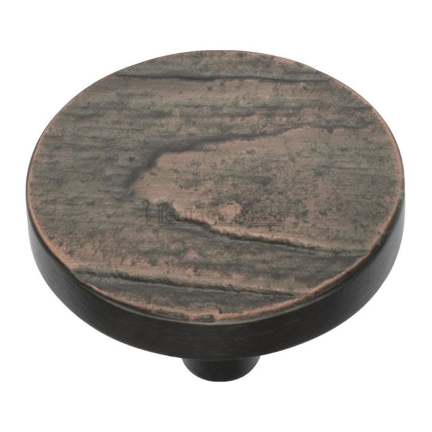 Round Pine Cabinet Knob in an Aged Copper Finish- C3697-AC 