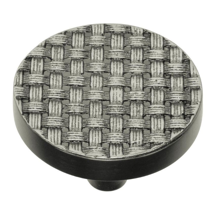 Round Weave Cabinet Knob in an Aged Nickel Finish- C3675-AN