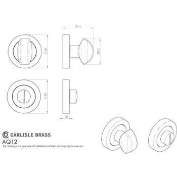 Drawing of Carlisle Brass WC Turn and Release - AQ12CP 