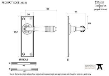 Reeded Latch Handle in Polished Nickel- 33325_TECH DWG