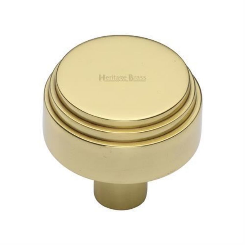 Round Deco Cabinet Knob in a Polished Brass Finish - C3987-PB