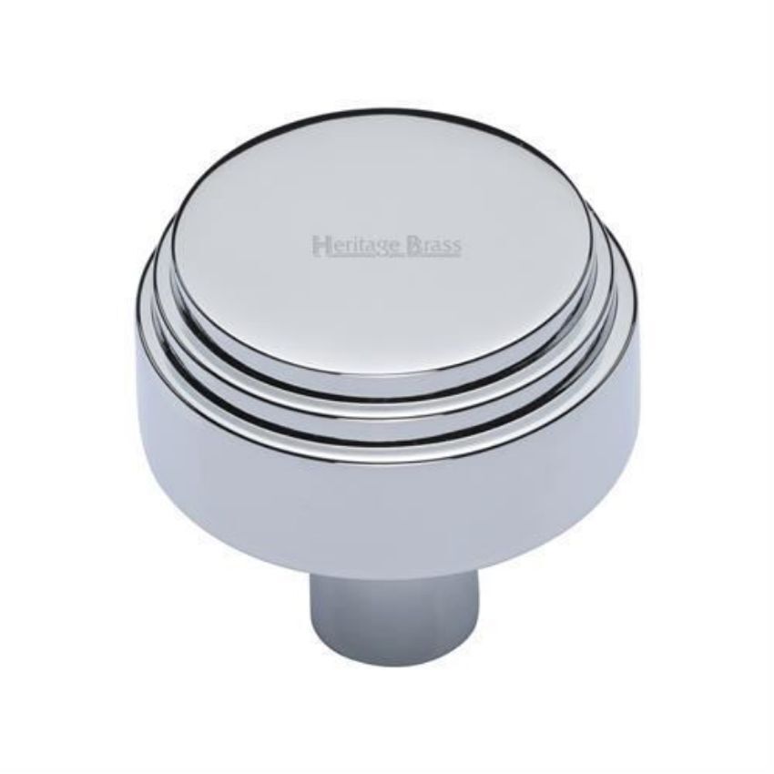 Round Deco Cabinet Knob in a Polished Chrome Finish - C3987-PC