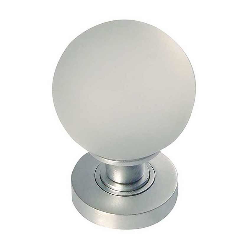 Frosted Glass Ball Mortice Knob- Satin Chrome -JH5204SC