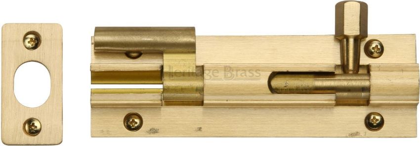 Necked door bolt in Satin Brass finish