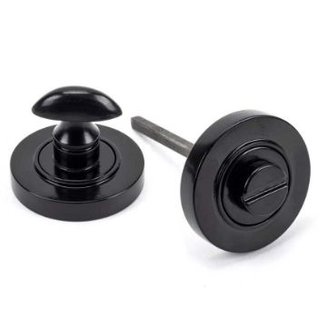 Black Round Thumbturn on a Plain Round Rose - From the Anvil - 45743
