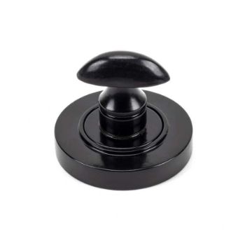 Black Round Thumbturn on a Plain Round Rose - From the Anvil - 45743