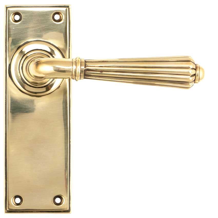 Hinton Latch Handle in Aged Brass