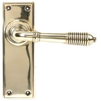 Reeded Latch Handle in Aged Brass