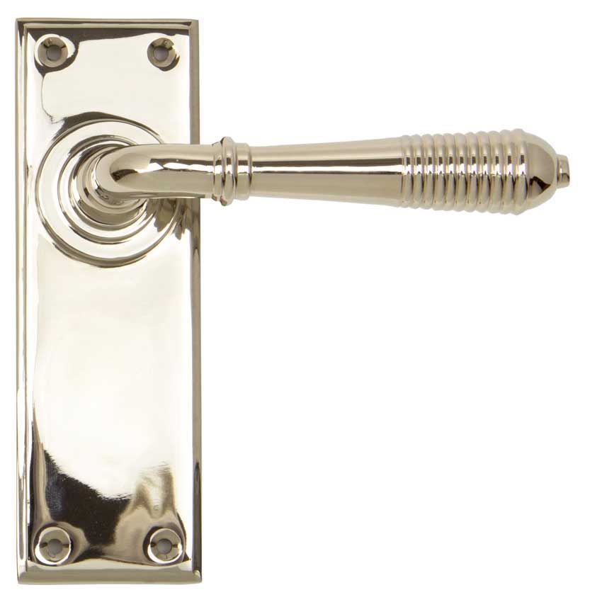Reeded Latch Handle in Polished Nickel