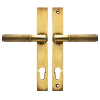 Brompton Slimline Sprung Lever Espag Lock Set - Aged Brass - 45499