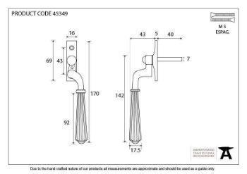 Aged Brass Hinton Espag - RH - 45349 