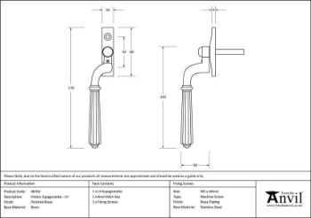 Polished Brass Hinton Espag - LH - 46702