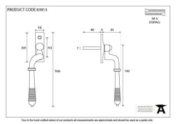 Aged Brass Reeded Espag - LH - 83913