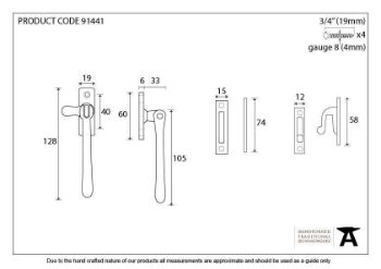 Polished Bronze Locking Newbury Fastener - 91441 