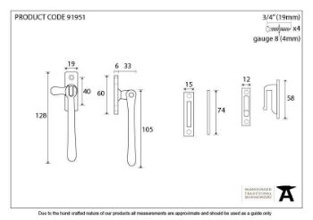 Polished Bronze Locking Newbury Fastener - 91951