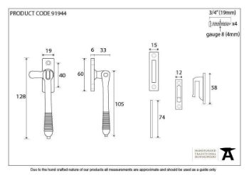 Polished Bronze Locking Reeded Fastener - 91944