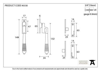 Polished Chrome Night-Vent Locking Reeded Fastener - 90330 