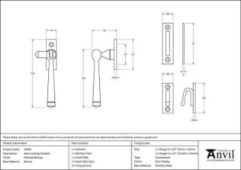 Polished Bronze Locking Avon Fastener - 45924